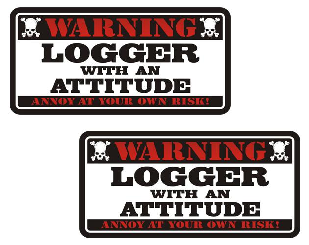 Logger warning decal set 3"x1.5" lumberjack woodcutter hard hat sticker zu1