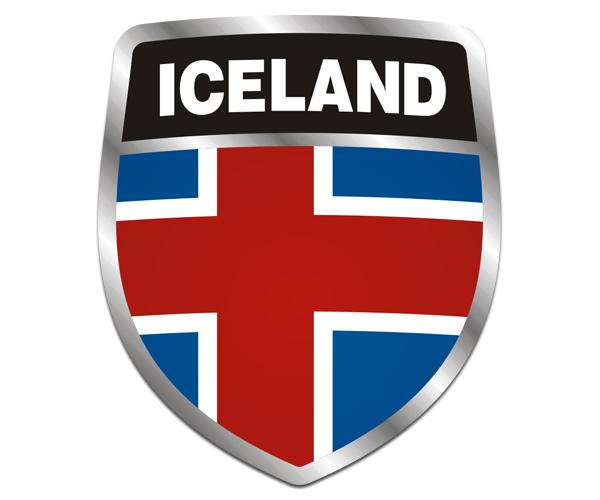 Iceland flag shield decal 5"x4.3" icelandic vinyl bumper sticker zu1