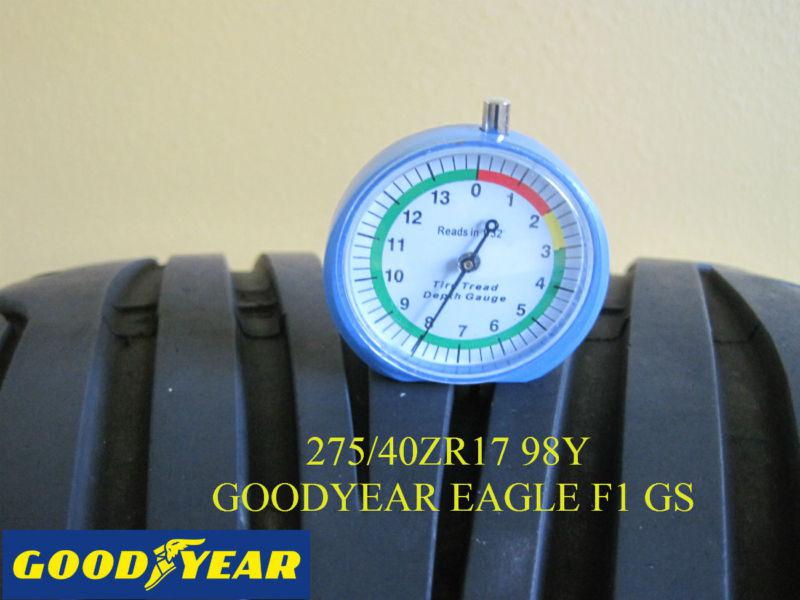 Goodyear eagle f1 gs 275/40zr17 8/32 tread 80% life remaing no patch 275 40 17