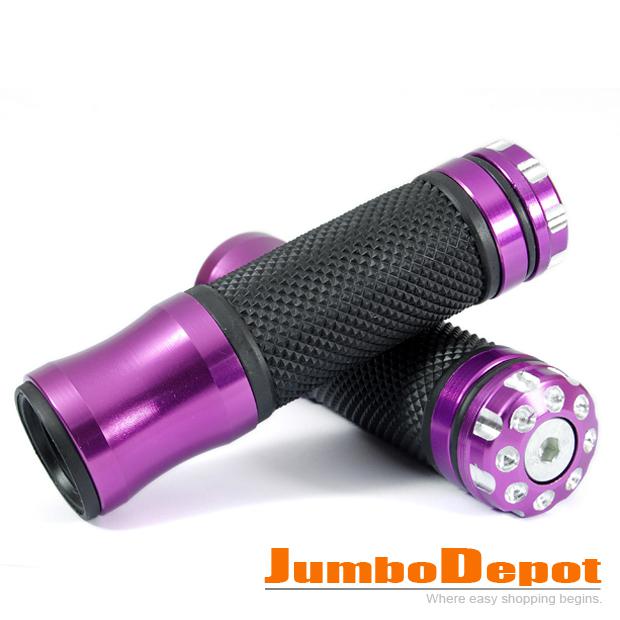 7/8" motorcycle purple black chrome rubber handle bar plug grip set for kawasaki