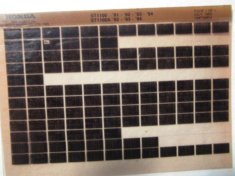 1991-1994 honda motorcycle st1100 st100a microfiche parts catalog st 1100 93 92