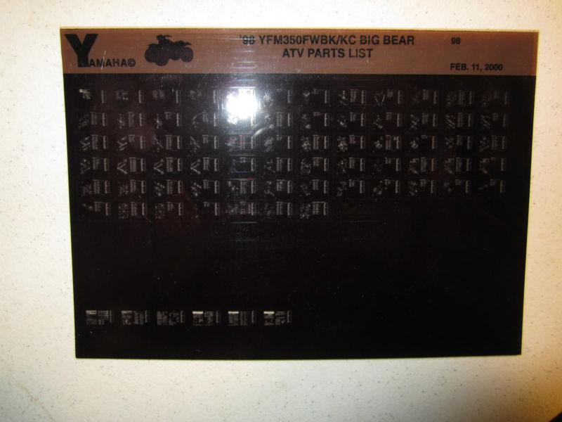 1998 yamaha atv yfm350fwbk kc big bear microfiche parts catalog yfm 350 fwbk