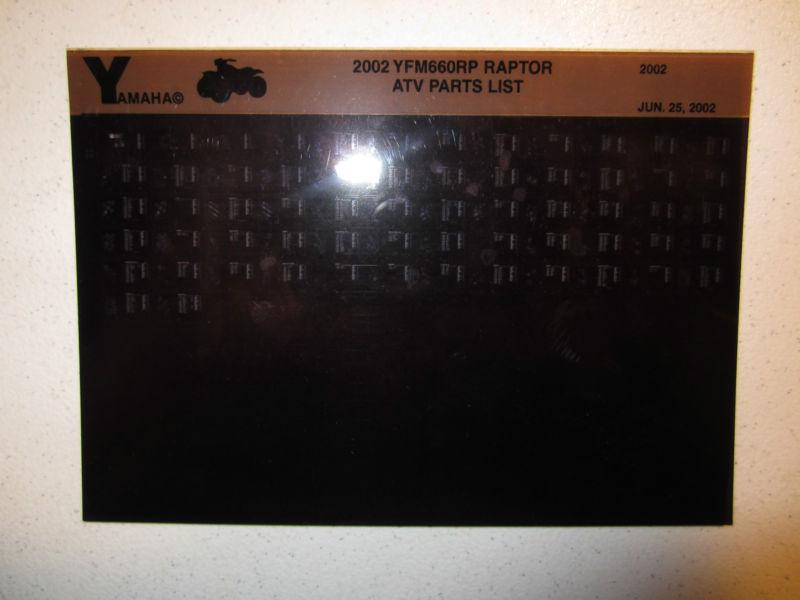 2002 yamaha atv yfm660rp raptor microfiche part catalog yfm 660 rp