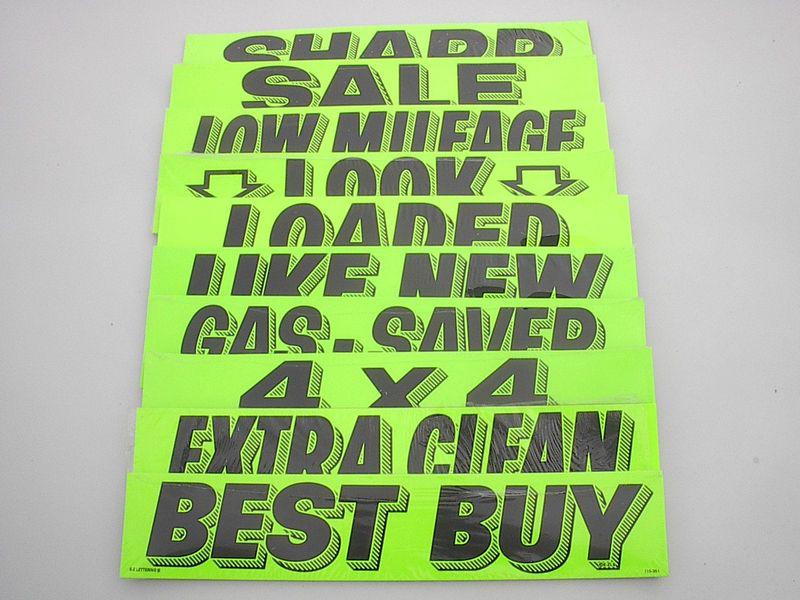 *car dealer 10 dozen new window advertise slogans stickers green/black