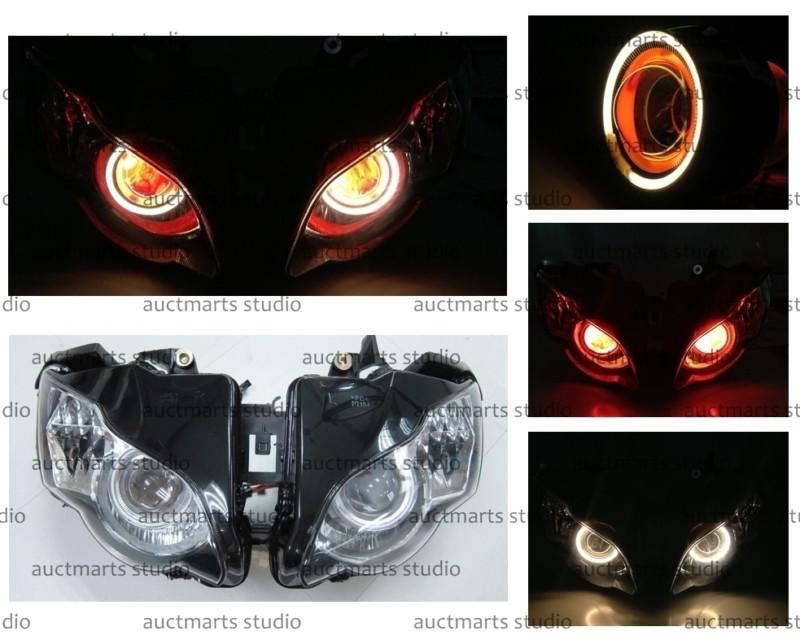 Honda cbr1000rr 2008-2011 yellow halo devil eye projector headlight red d