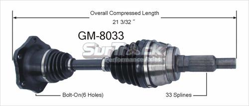 Surtrack perf axles gm-8033 cv half-shaft assembly-new cv axle shaft