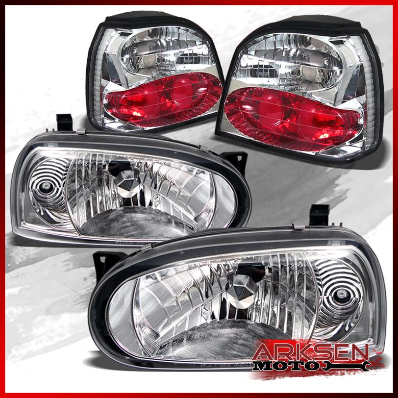 93-98 vw golf/95-99 cabrio clear headlights+ clear tail lights combo set new