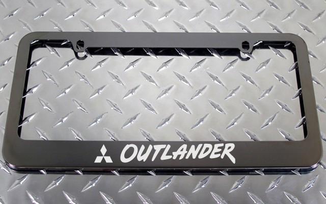 1 brand new mitsubishi outlander gunmetal license plate frame +screw caps