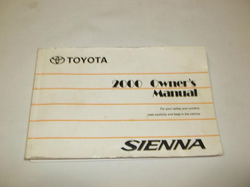 2000 toyota sienna owner's manual. / free s/h / oem