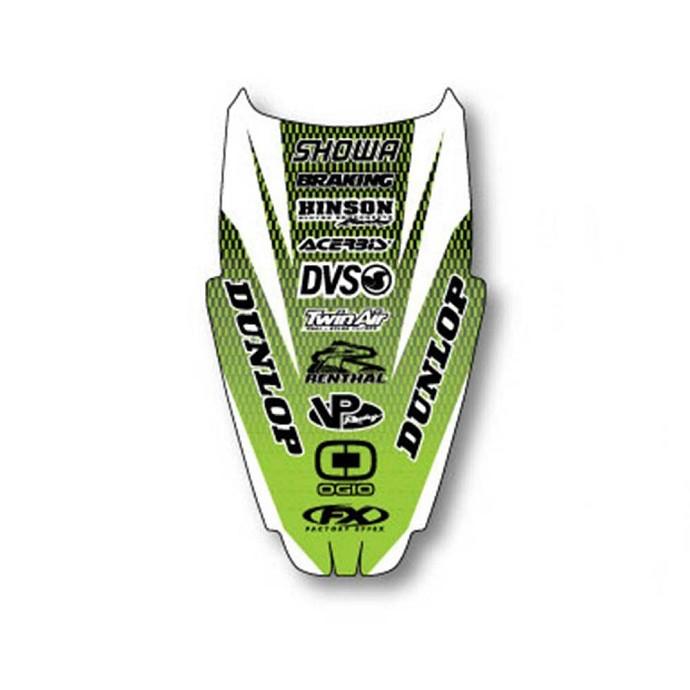 Factory effex graphics kit fender rear green/white for kawasaki kx80 1998-2013