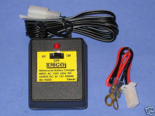 Emgo battery trickle charger for 6 or 12 volt batteries with indicator light