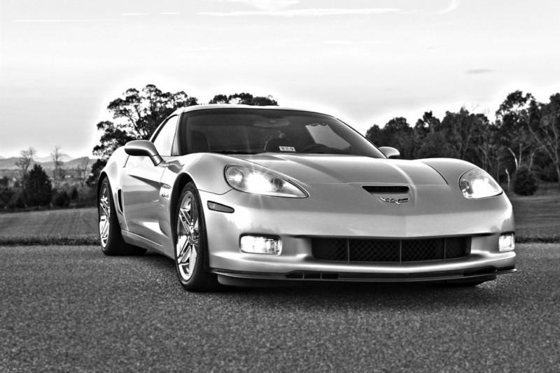 Chevy corvette silver c6 ls7 z06 hd poster super car b&w print multiple sizes