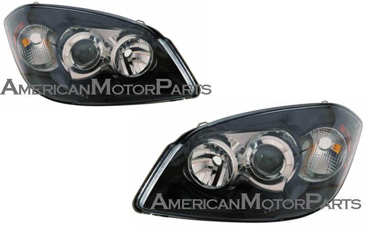 Depo pair euro black projector headlights 05-09 chevy cobalt 07-09 pontiac g5