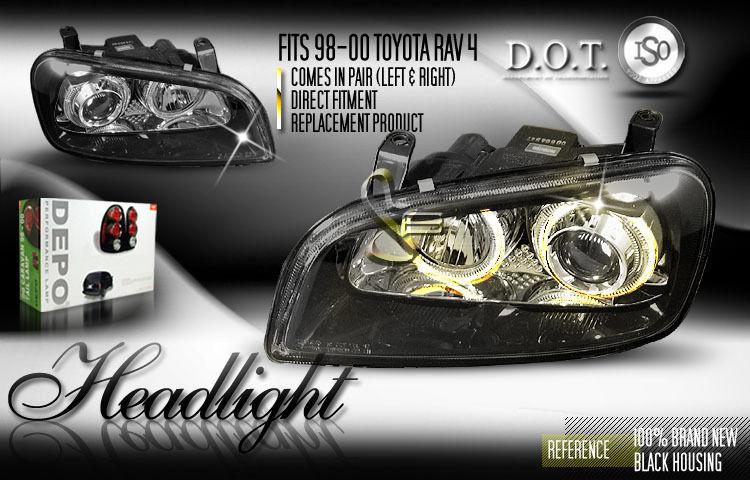 Depo pair euro style black projector halo headlights 98-00 99 toyota rav4 rav-4