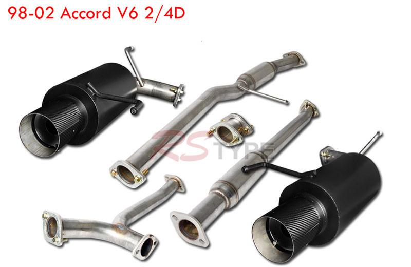 98-02 honda accord v6 2dr coupe black catback exhaust system carbon tip muffler