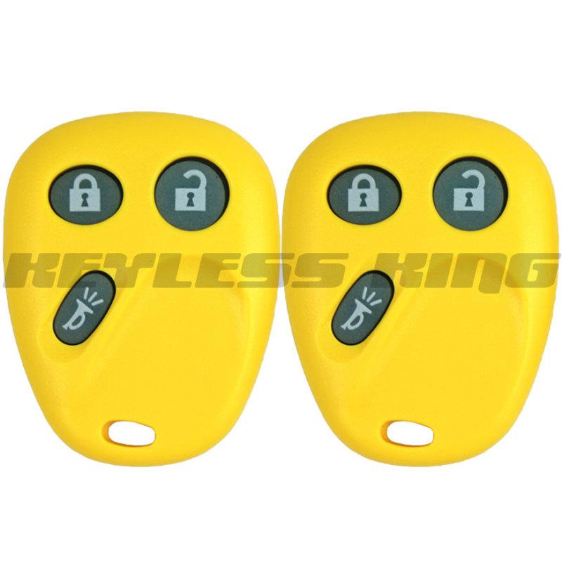 2 new yellow glow in dark replacement keyless remote key fob clicker control