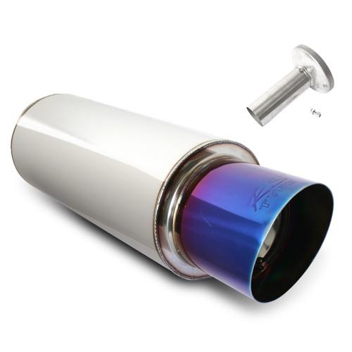 Stainless 2.5 inlet / outlet / 4"slant burnt tip muffler with removable silencer