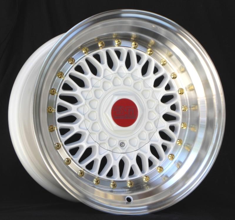 White 15x9 15" rs style wheels 5x100 esm 002r toyota