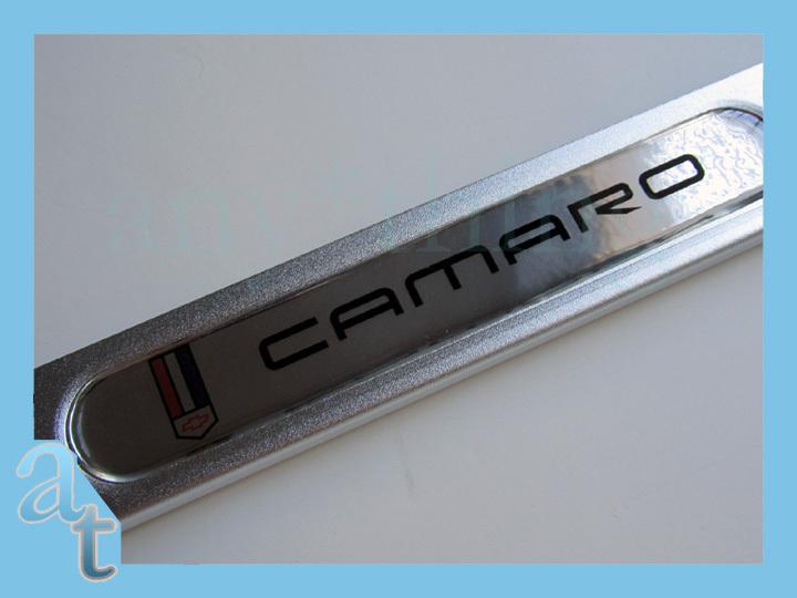 Silver camaro ss aluminum license plate frame 4-hole logo chrome us chevrolet