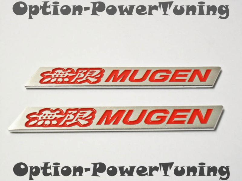 2 x honda mugen red spoiler emblem badge logo sticker civic si lip trunk