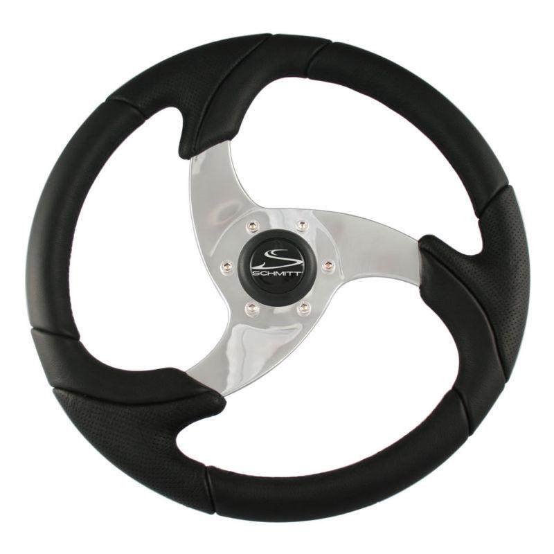 Ongaro folletto 14.2" black poly steering wheel w/ polished spokes and black cap