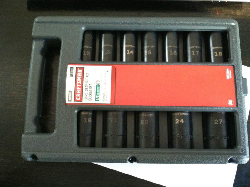 Craftsman tools 1/2" drive metric deep impact socket set new dual marked # 15887