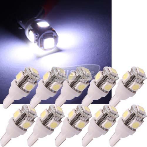 10pcs t10 w5w 5-smd 5050 led license plate lights hid xenon white 192 194 168