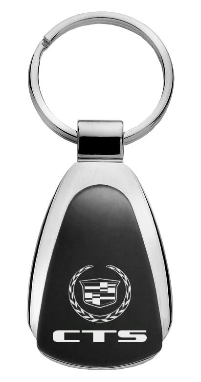 Cadillac cts black tear drop metal key chain ring tag key fob logo lanyard