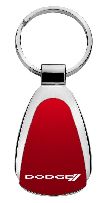 Dodge stripes red tear drop metal key chain ring tag key fob logo lanyard