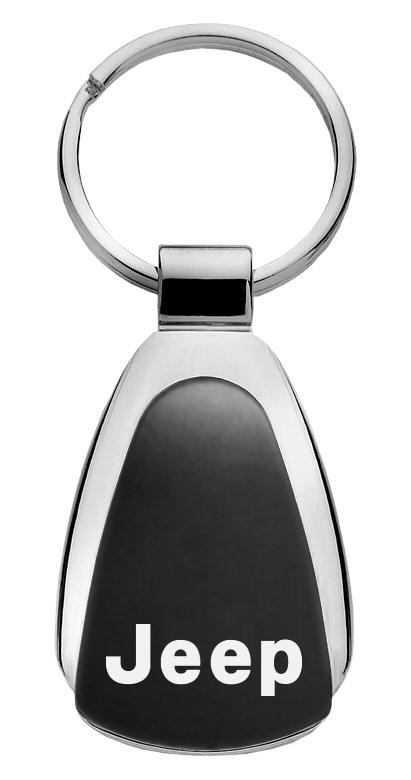 Jeep black tear drop metal keychain car key ring tag key fob logo lanyard