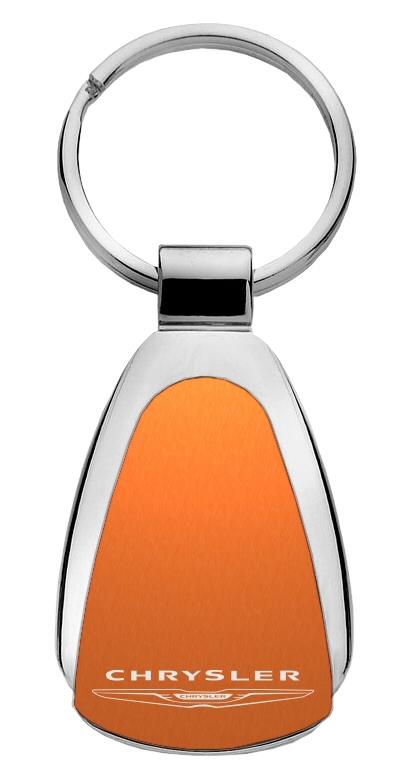 Chrysler orange orange tear drop metal key chain ring tag key fob logo lanyard