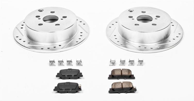 Power stop brake rotors/pads cross-drilled/slotted rear scion kit