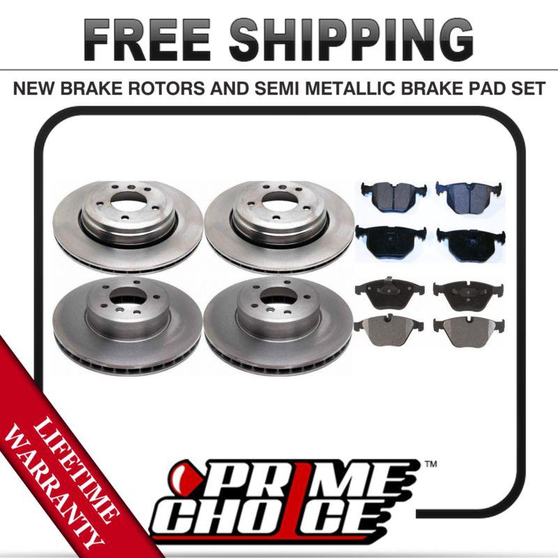 Front + rear kit (4) brake rotors & (8) brake pads with lifetime warranty