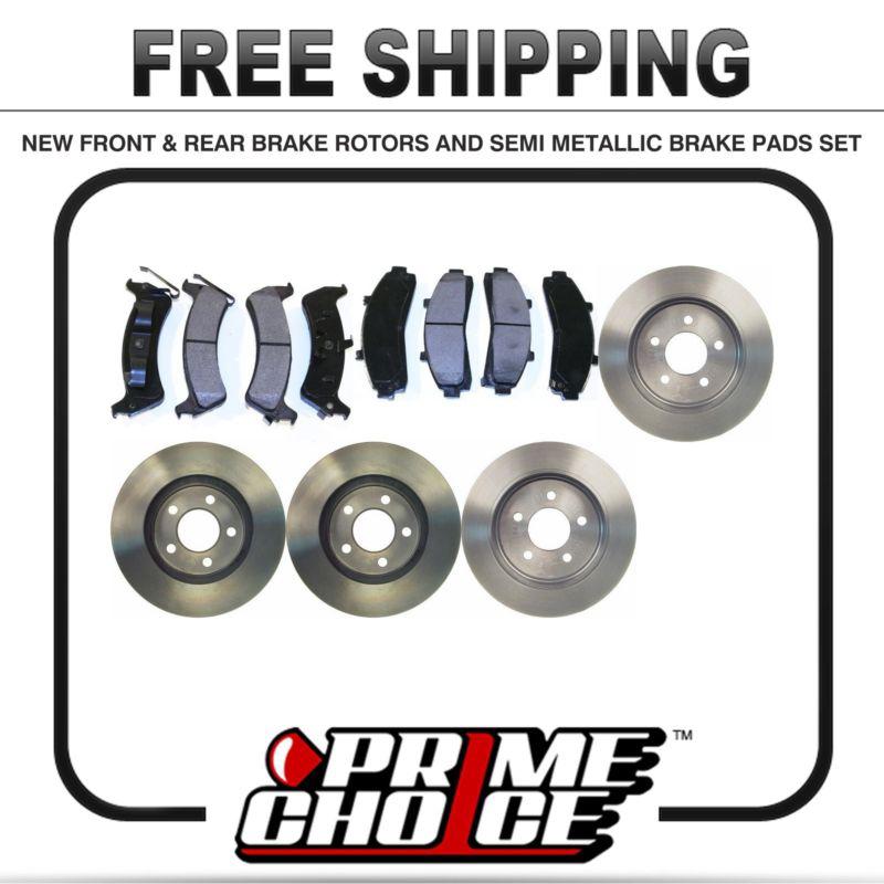 2 complete front & rear pair 4 disc brake rotors + 8 metallic pads full set kit