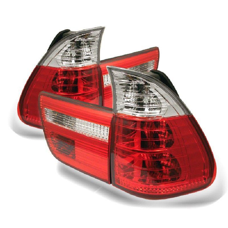 Tln autoparts bmw e53 x5 2000 01 02 03 04 05 4pcs tail lights - red clear