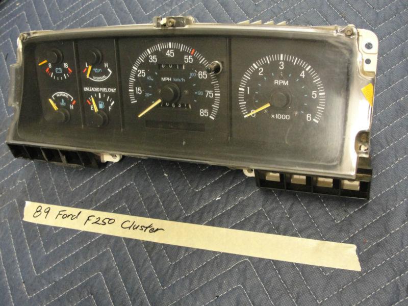 Oem 87-91 f250 - instrument guage speedometer cluster w/ tachometer tach oil gas