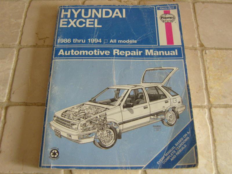 Hyundai excel service manual for years 1986 thru 1994