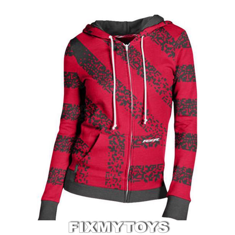 Oem polaris rzr womens cloud 9 red & black full-zip hoodie hoody sizes s-3xl