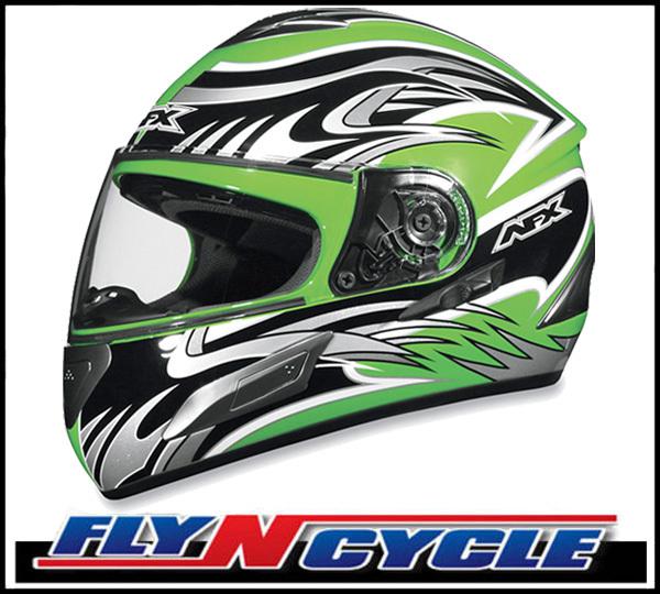 Afx fx-100 sun shield green multi 2xl full face motorcycle helmet dot xxl