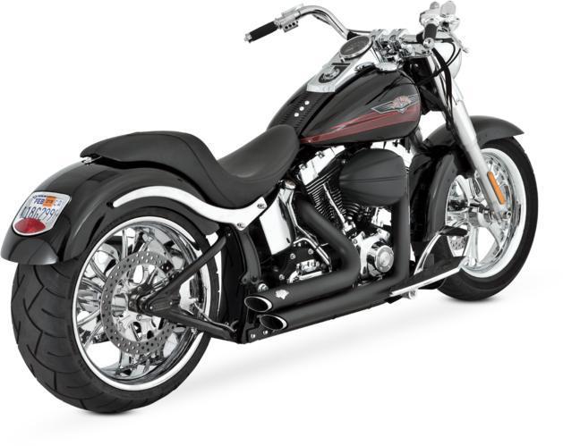 Vance & hines shortshots staggered full exhaust black harley fxstsse2 cvo 08