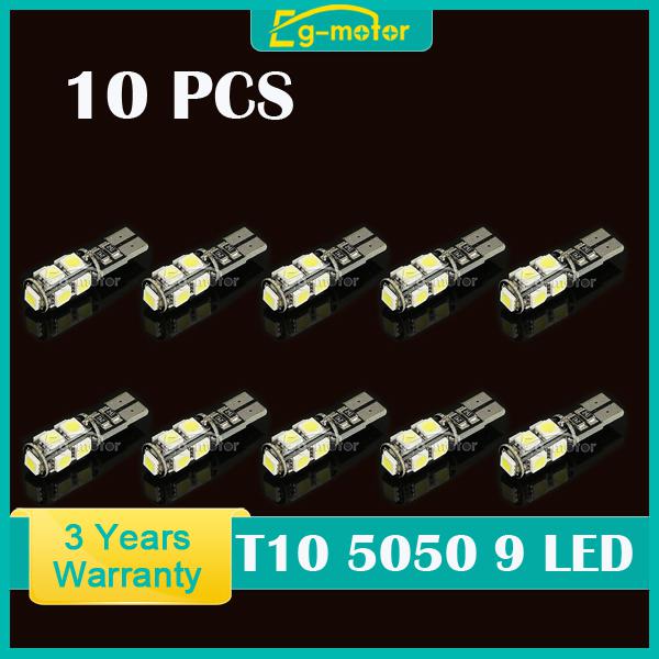 10pcs white t10 9 smd 5050 canbus error free car led smd light interior bulb