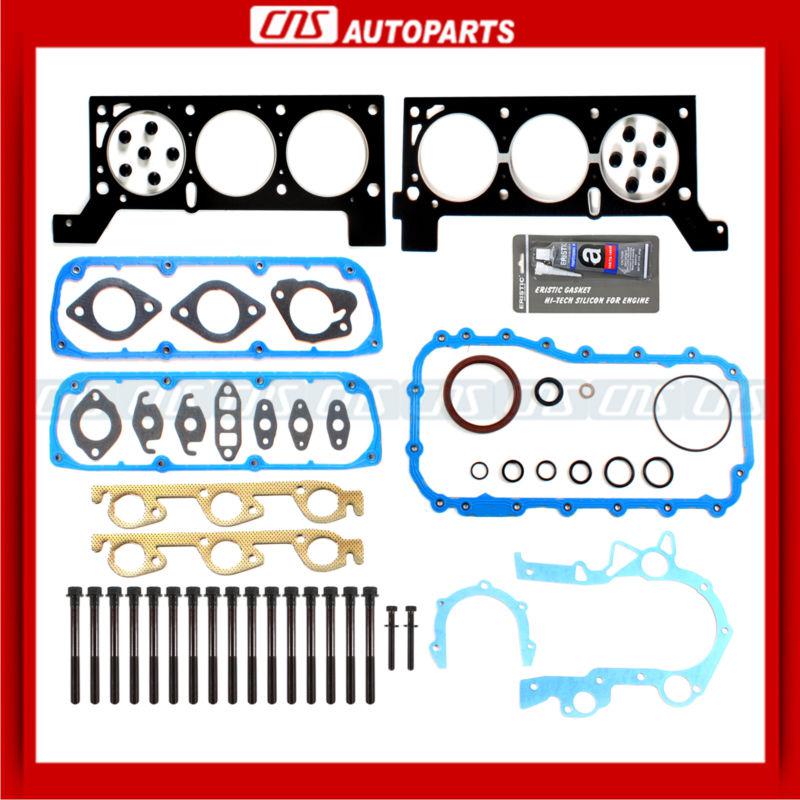 90-00 dodge grand caravan 3.3l v6 ohv full gasket set w/headbolts w/silicone