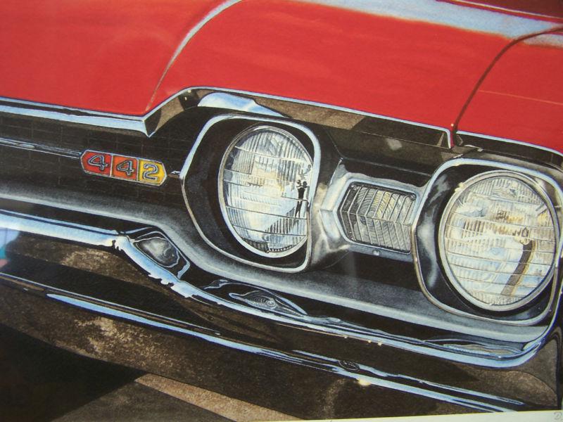 Mccrary car art 1967 oldsmobile 442 spanish red 67 olds 4-4-2 rocket l69 w30 400