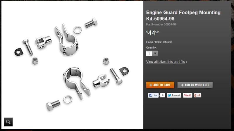 H-d highway pegs engine guard mounting hardware kit 50964-98