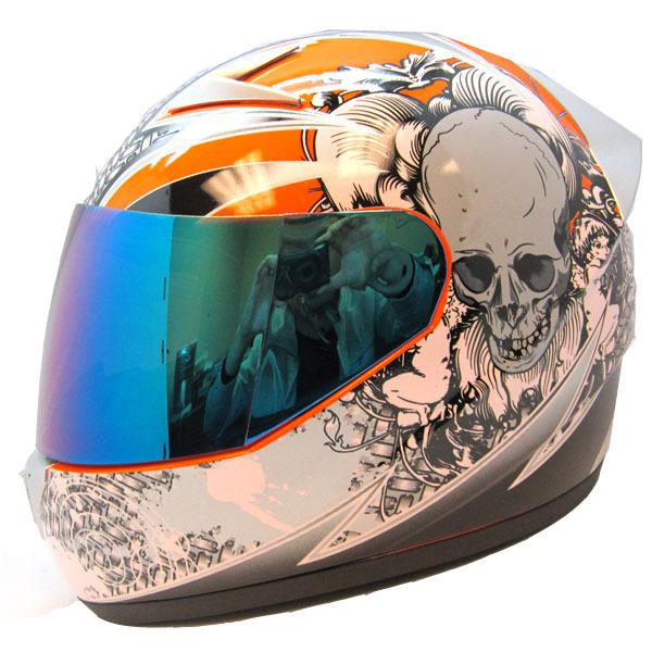 New 1storm motorcycle bike adult full face helmet booster skull orange s m l xl 