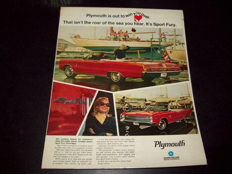 1967 plymouth sport fury ad - red 