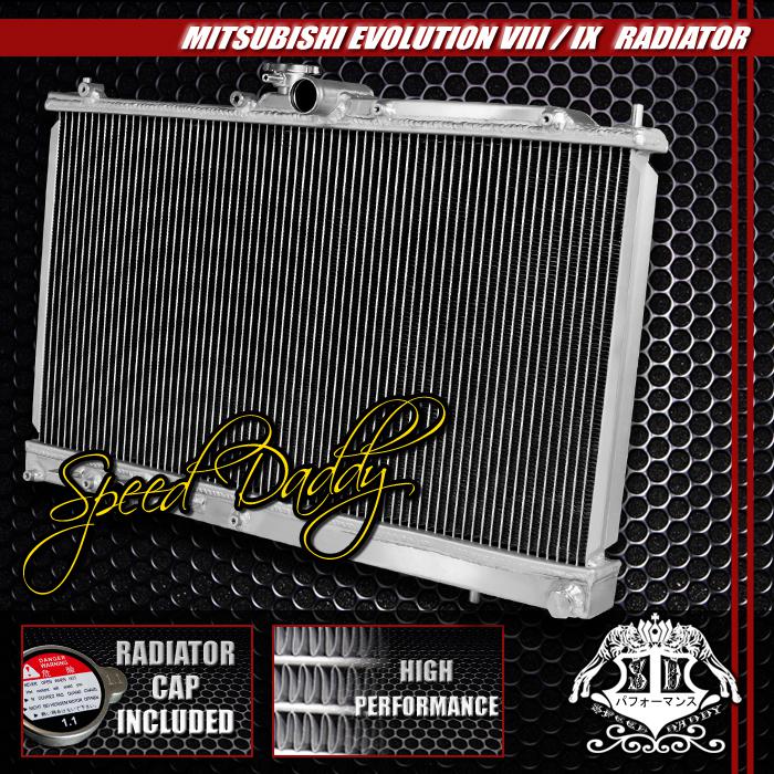 Dual core aluminum racing 2-row cooling radiator 03-08 mit evo 7/8/9 evolution