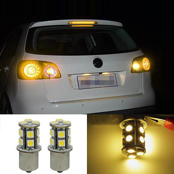 2x 1156 ba15s 5050 smd warm white lamp tail turn signal 13 led car light bulb