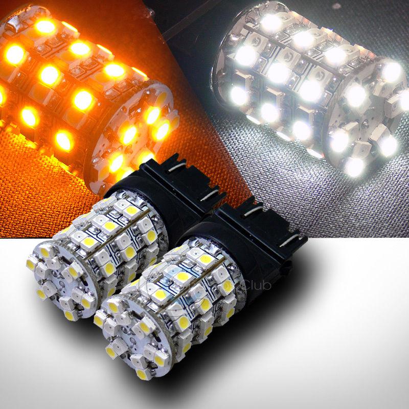 2x 3157 60 3528 smd led switchback white/amber rear/tail turn signal light bulb