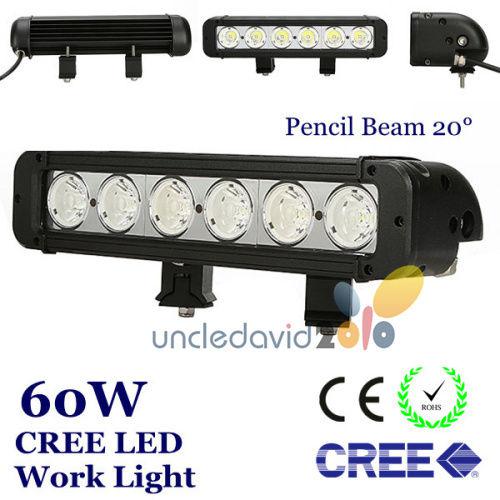 60w 11" cree led work driving light bar car spot lamp offroad 4wd atv suv truck